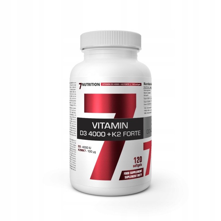 2 SZTUKI - 7NUTRITION Vitamin D3 4000 + K2 Forte - Witamina D 4000IU (120k)