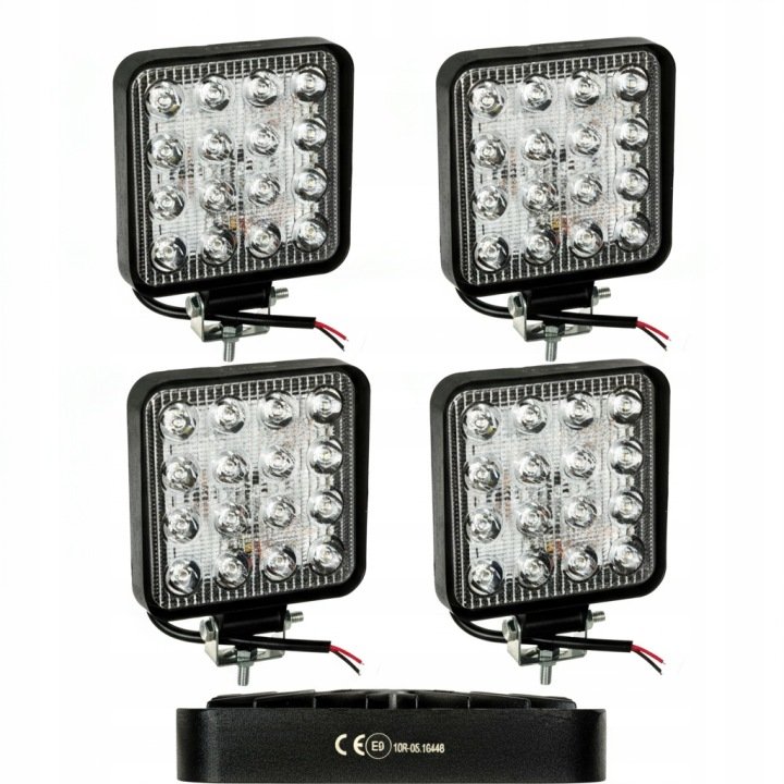 4x-LAMPA-ROBOCZA-16-LED-HALOGEN-48W-ZESTAW-DO-LAWETY-CIAGNIKA-TRAKTORA 4x LAMPA ROBOCZA 16 LED HALOGEN 48W ZESTAW DO LAWETY CIĄGNIKA TRAKTORA