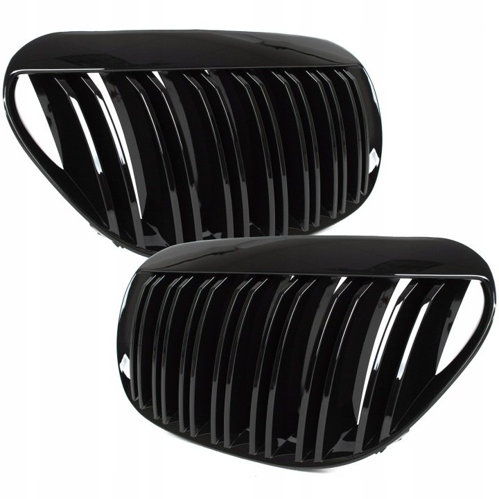BMW-6-E63-E64-2004-ATRAPA-NERKI-GRILL-KRATKA-CZARNY-POLYSK-M6 BMW 6 E63 E64 2004+ ATRAPA NERKI GRILL KRATKA CZARNY POŁYSK M6