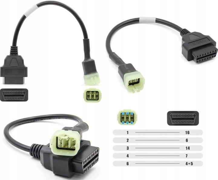 KABEL-ADAPTER-INTERFEJS-OBD2-DO-MOTOCYKLI-KAWASAKI-6-PIN-16-PIN KABEL ADAPTER INTERFEJS OBD2 DO MOTOCYKLI KAWASAKI 6 PIN 16 PIN