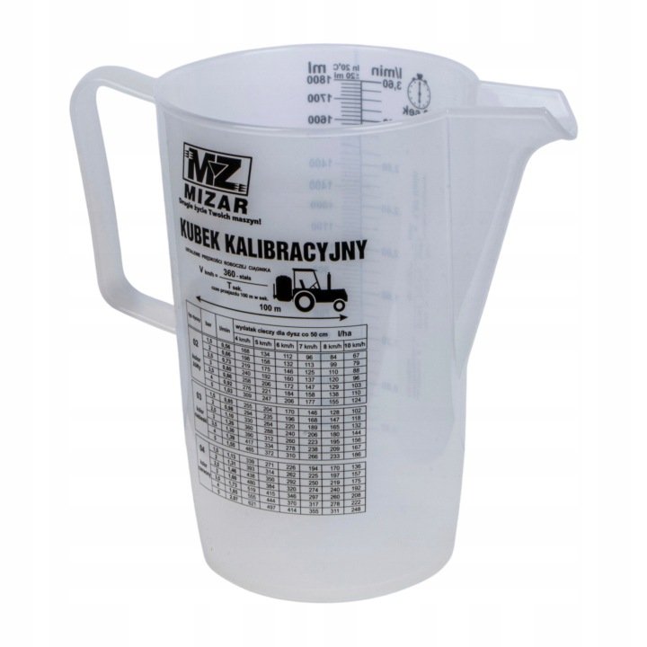 Kubek kalibracyjny pomiarowy opryskiwacza z uchwytem i skalą 1800ml