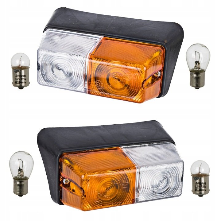 LAMPA-PRZEDNIA-LEWA-PRAWA-plastik-T-25-zarowki LAMPA PRZEDNIA LEWA + PRAWA plastik T-25 + żarówki
