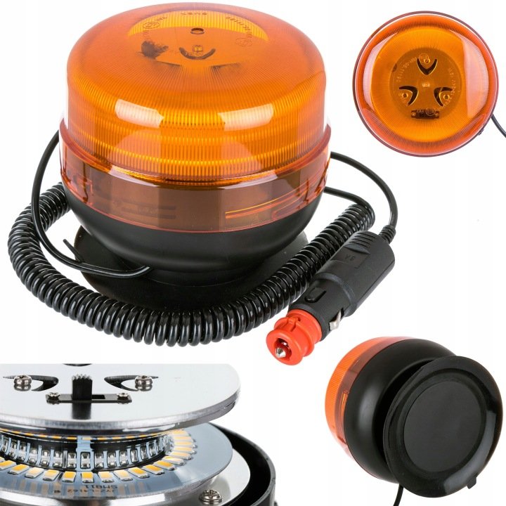 Lampa-Ostrzegawcza-12-24V-Kogut-LED-Mocowanie-Na-Magnes-I-Przyssawke-Bezp Lampa Ostrzegawcza 12-24V "Kogut" LED Mocowanie Na Magnes I Przyssawkę Bezp