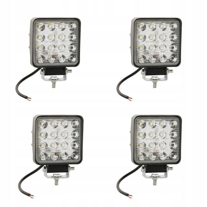Lampa-robocza-16-LED-48W-12V-24V-halogen-biale-swiatlo-skupione-zestaw-4szt Lampa robocza 16 LED 48W 12V 24V halogen białe światło skupione zestaw 4szt