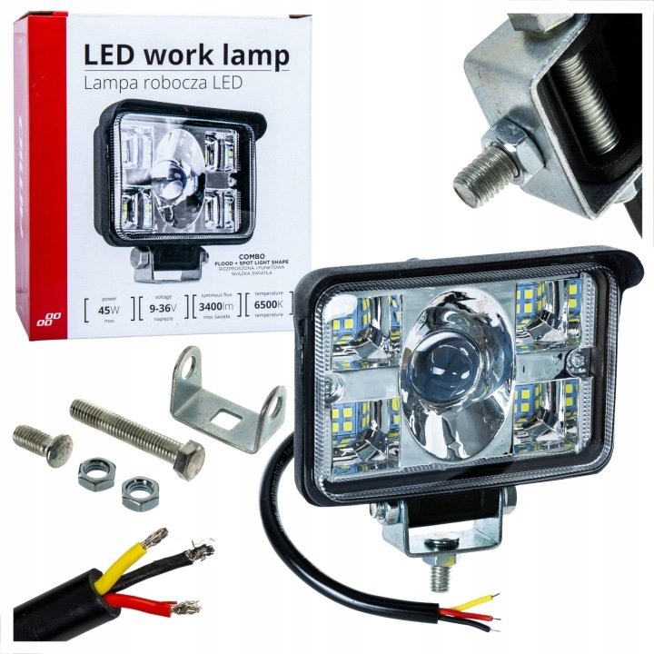 Lampa-robocza-LED-12V-24V-45W-110x99x52mm-6500K-biala-barwa-3400lm Lampa robocza LED 12V 24V 45W 110x99x52mm 6500K biała barwa 3400lm