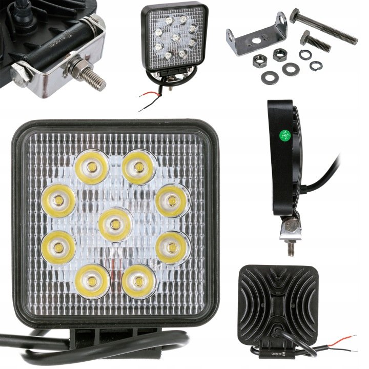 Lampa-robocza-LED-27W-12V-24V-2100Lm-9-LED-ciagnik Lampa robocza LED 27W 12V 24V 2100Lm 9-LED ciągnik