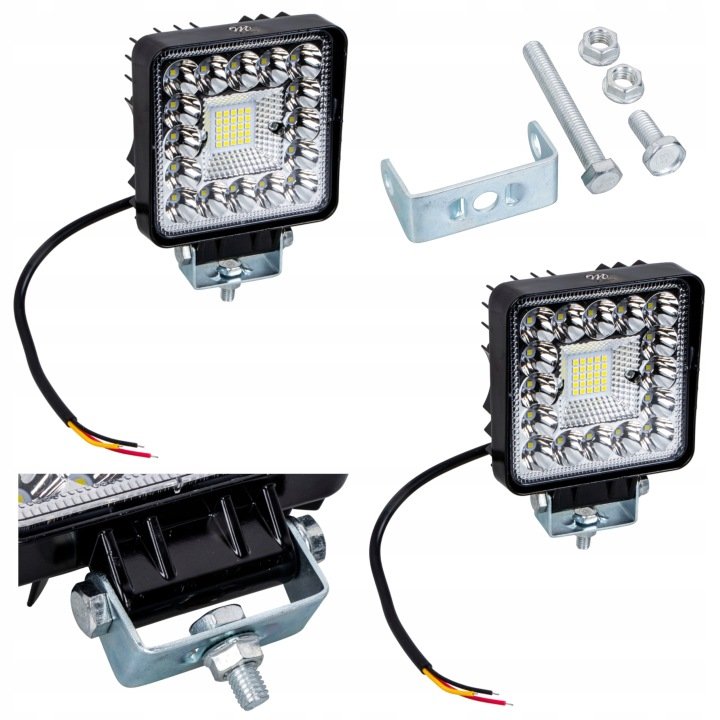 Lampa robocza LED do ciągnika 12V 24V kwadratowa COMBO IP67 komplet 2szt.