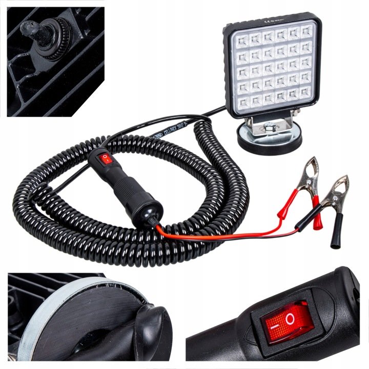 Lampa-robocza-LED-na-magnes-przewod-10m-wtyk-do-zapalniczki-z-wlacznikiem Lampa robocza LED na magnes przewód 10m + wtyk do zapalniczki z włącznikiem