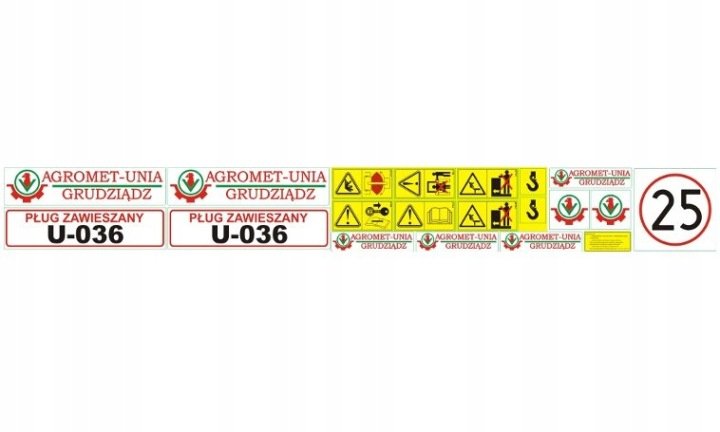 Naklejki pługa zawieszanego 4-skibow. Unia U-036