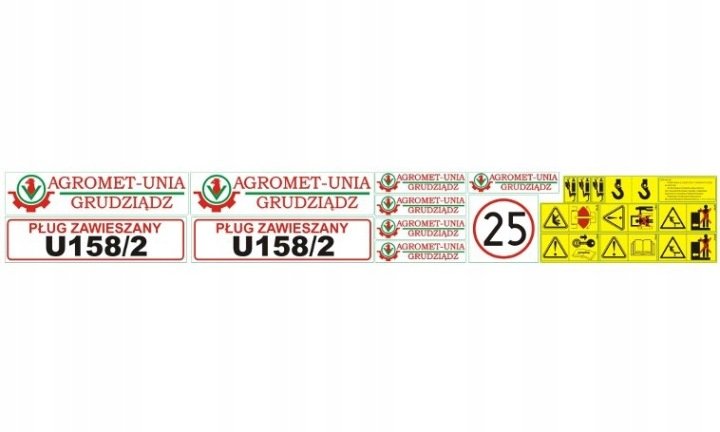 Naklejki pługa zawieszanego 5-skibow. Unia U158/2