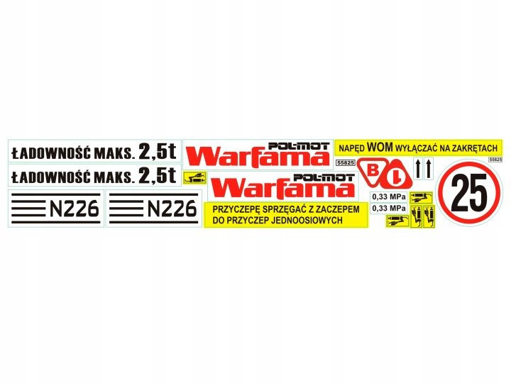 Naklejki rozrzutnika 1-osiowego Warfama N-226