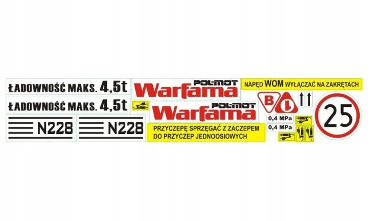 Naklejki rozrzutnika 1-osiowego Warfama N-228