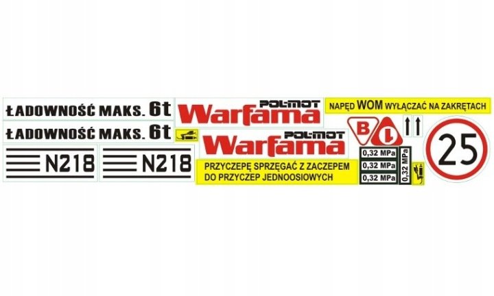 Naklejki rozrzutnika 2-osiowego Warfama N-218