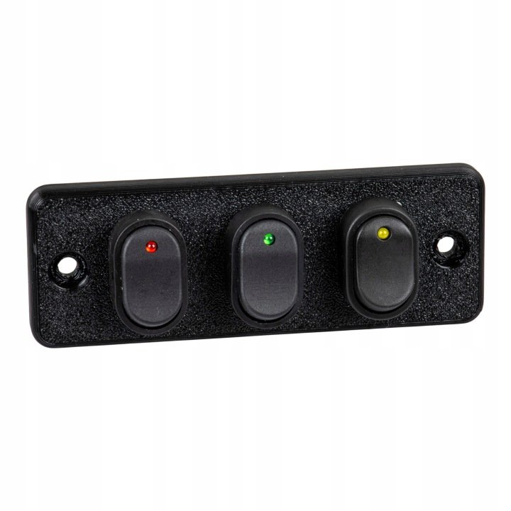Ramka-mocujaca-z-3-przelacznikami-okragle-12mm-120x44x100mm-12-24V-czarna Ramka mocująca z 3 przełącznikami okrągłe 12mm 120x44x100mm 12/24V czarna