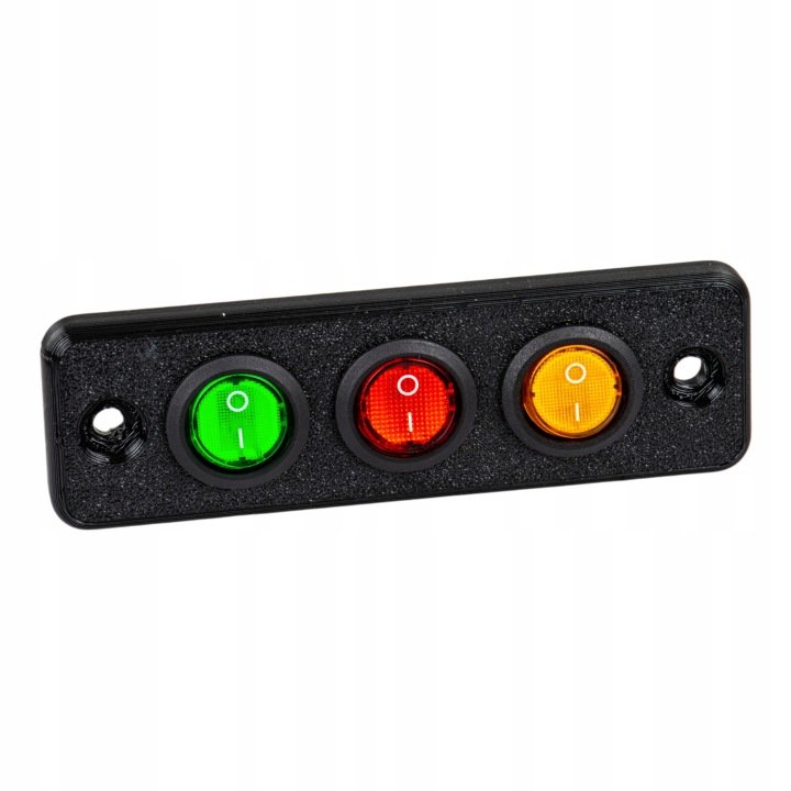Ramka-mocujaca-z-3-przelacznikami-okragle-20mm-115x35x94mm-12V-20A-czarna Ramka mocująca z 3 przełącznikami okrągłe 20mm 115x35x94mm 12V 20A czarna