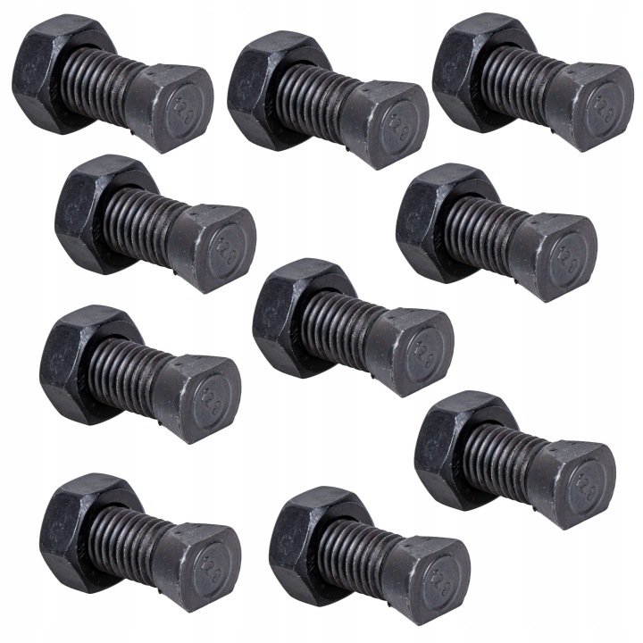 Śruba płużna M12x40mm kl. 12.9 owal z dwóch stron ścięta zestaw 10szt.