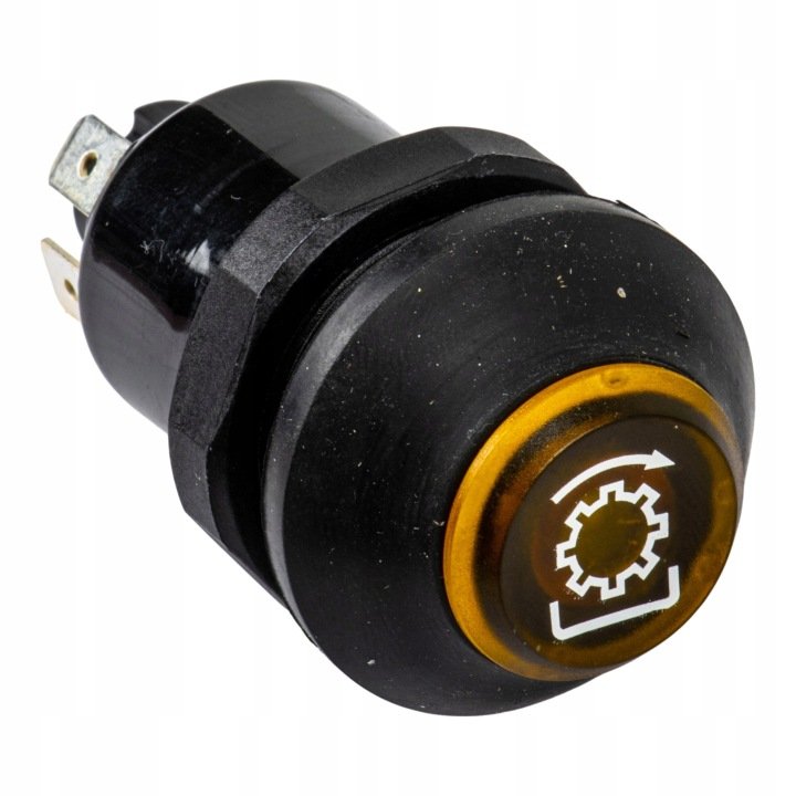 Włącznik wałka WOM Renault z zatrzaskiem żółty przycisk 12V 24V 7700007392