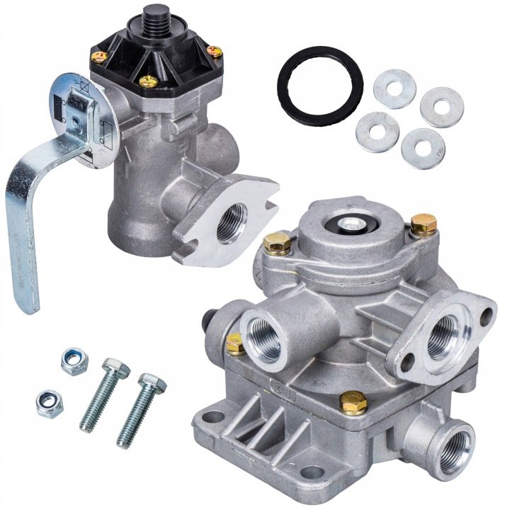 Zawor-hamulcowy-do-przyczepy-HZS-4-z-regulatorem-sily-hamowania-KOMPLET Zawor hamulcowy do przyczepy HZS-4 z regulatorem siły hamowania KOMPLET
