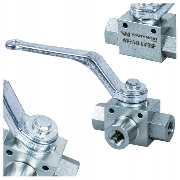 Zawor-kulowy-hydrauliczny-3-drogowy-3-2-1-4-BSP-500bar-Warynski Zawór kulowy hydrauliczny 3-drogowy 3/2 1/4" BSP 500bar Waryński