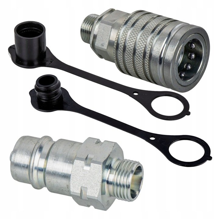 Zestaw szybkozłączy Euro gniazdo + wtyczka M18x1,5 z osłonami czarnymi