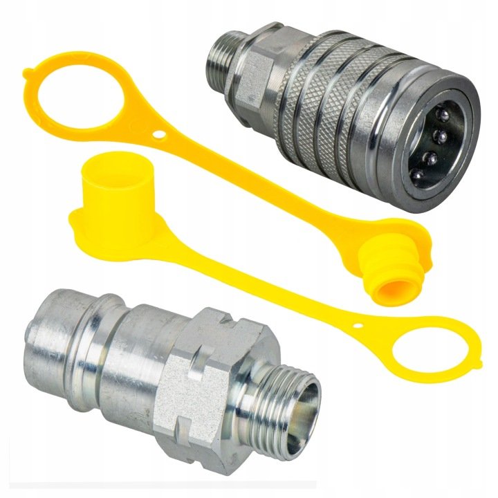 Zestaw szybkozłączy Euro gniazdo + wtyczka M18x1,5 z osłonami żółtymi