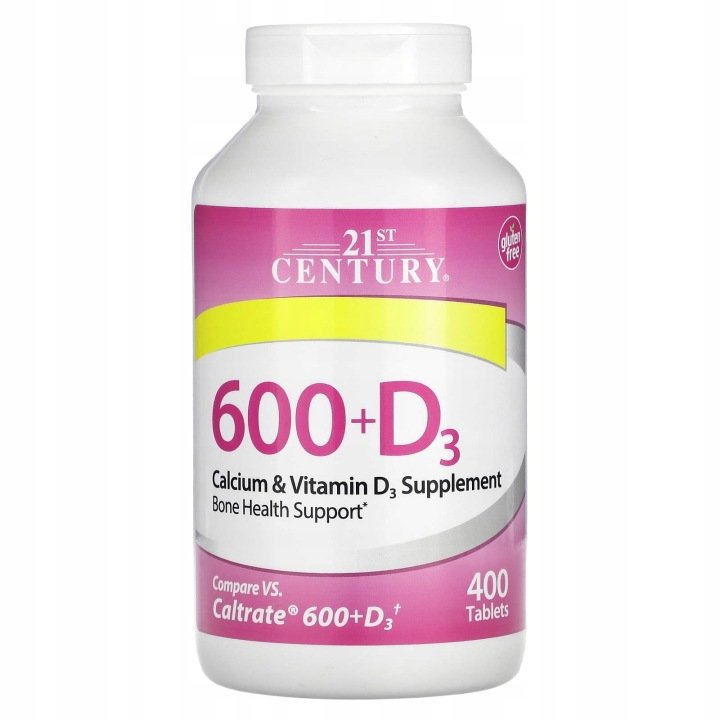 21st Century, 600+D3, suplement wapnia i witaminy D3, 400 tabletek