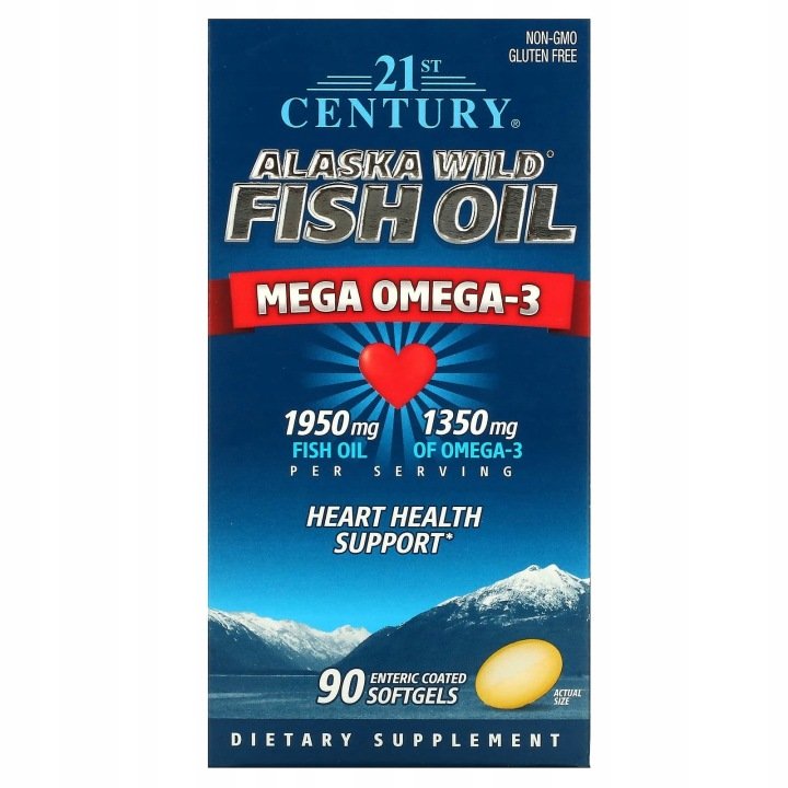 21st-Century-Alaska-Wild-Fish-Oil-Mega-Omega-3-90-miekkich-kapsulek-z-po 21st Century, Alaska Wild Fish Oil, Mega Omega 3, 90 miękkich kapsułek z po