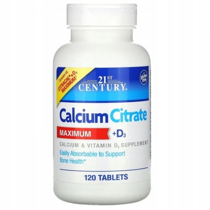 21st Century Calcium Citrate + D3 Maximum - Wapń + Witamina D3 400 tabletek