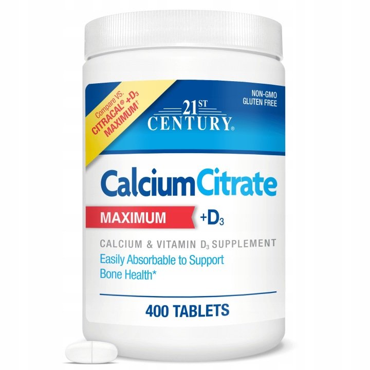 21st Century Calcium Citrate + D3 Maximum - Wapń + Witamina D3 75 tabletek