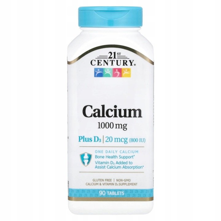 21st-Century-Calcium-Plus-D3-1000-mg-90-tabletek 21st Century, Calcium Plus D3, 1000 mg, 90 tabletek