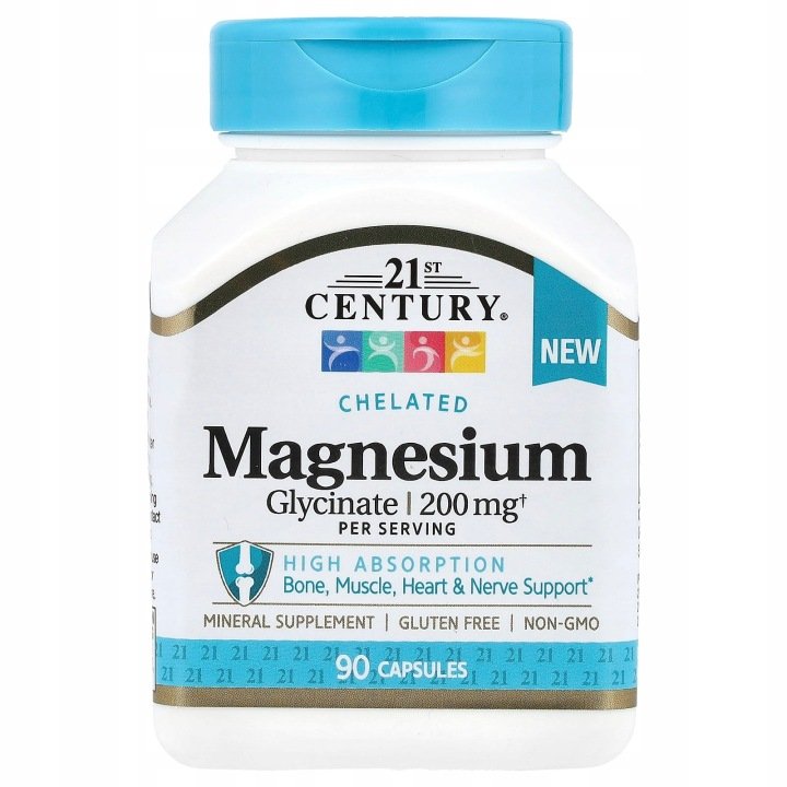21st-Century-Chelatowany-glicynian-magnezu-200-mg-90-kapsulek-100-mg-n 21st Century, Chelatowany glicynian magnezu, 200 mg, 90 kapsułek, (100 mg n