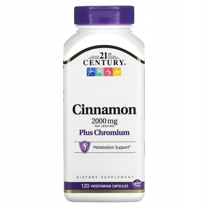 21st-Century-Cynamon-z-chromem-2000-mg-120-kapsulek-wegetarianskich-500 21st Century, Cynamon z chromem, 2000 mg, 120 kapsułek wegetariańskich (500