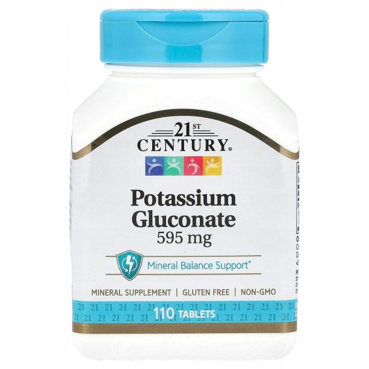 21st Century, Glukonian potasu, 595 mg, 110 tabletek