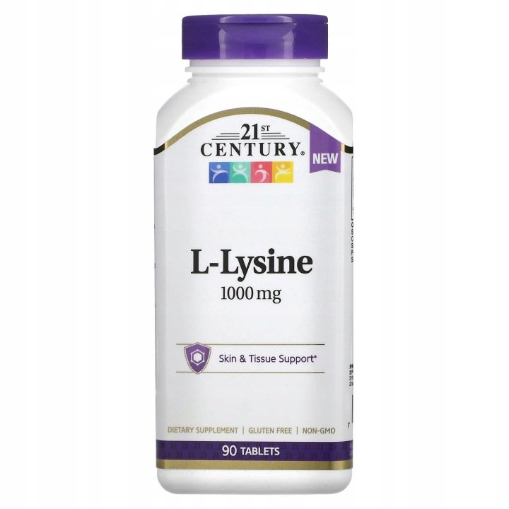 21st Century, L-lizyna, 1000 mg, 90 tabletek