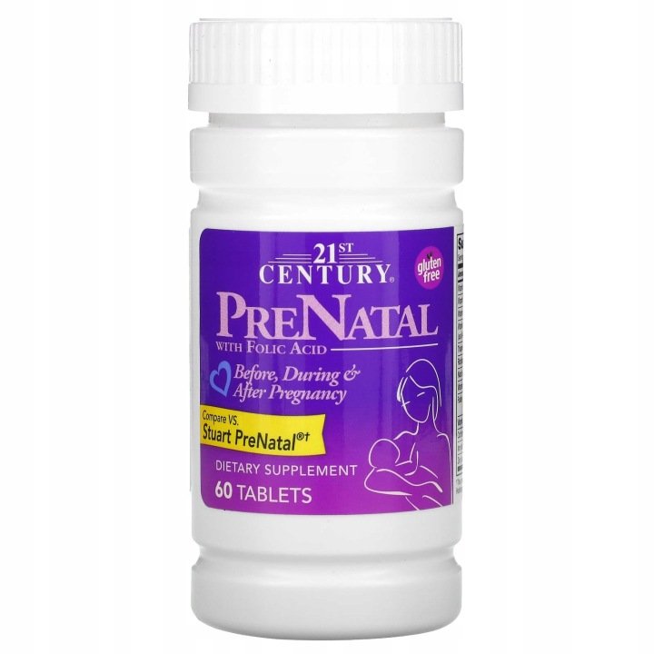 21st-Century-Preparat-PreNatal-z-kwasem-foliowym-60-tabletek 21st Century, Preparat PreNatal z kwasem foliowym, 60 tabletek