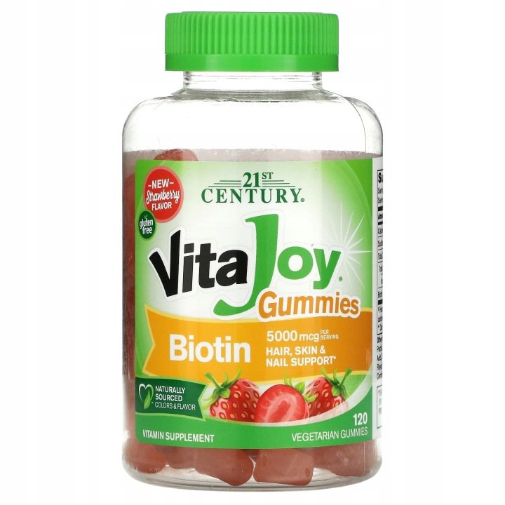 21st-Century-VitaJoy-Biotin-Gummies-o-smaku-truskawkowym-120-zelkow-wege 21st Century, VitaJoy Biotin Gummies, o smaku truskawkowym, 120 żelków wege