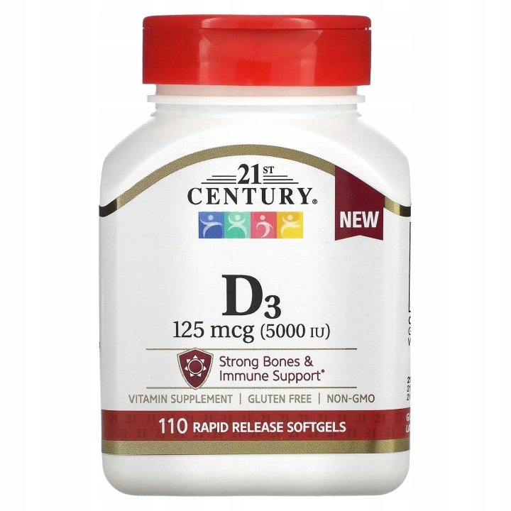21st-Century-Vitamin-D3-125-mcg-5-000-IU-110-Rapid-Release-Softgels 21st Century, Vitamin D3, 125 mcg (5,000 IU), 110 Rapid Release Softgels