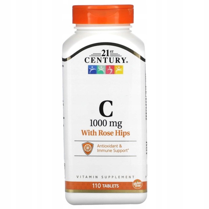 21st-Century-Witamina-C-z-owocami-dzikiej-rozy-1000-mg-110-tabletek 21st Century, Witamina C z owocami dzikiej róży, 1000 mg, 110 tabletek