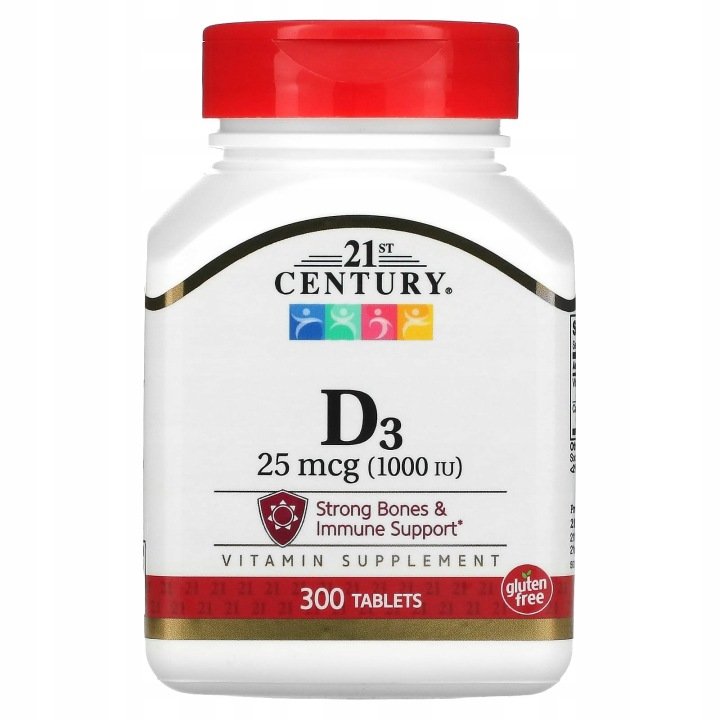 21st-Century-Witamina-D3-25-g-1000-j-m-300-tabletek 21st Century, Witamina D3, 25 µg (1000 j.m.), 300 tabletek