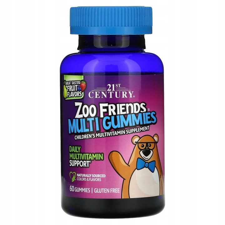 21st-Century-Zoo-Friends-Multi-Gummies-Fruit-60-zelkow 21st Century, Zoo Friends, Multi Gummies, Fruit, 60 żelków