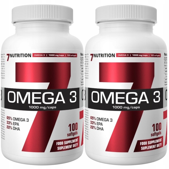 2x-7Nutrition-Omega-3-1000-mg-100-kapsulek-KWASY-TLUSZCZOWE-OLEJ-RYBI 2x 7Nutrition Omega 3 1000 mg 100 kapsułek KWASY TŁUSZCZOWE OLEJ RYBI