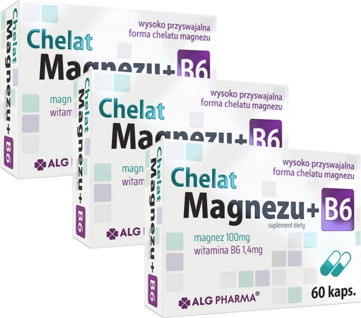 3x Alg Pharma Chelat Magnezu + B6 60 kapsułek