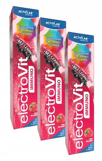 3x-Elektrolity-ELECTROVIT-IMMUNO-malina-20-tabletek-musujacych 3x Elektrolity ELECTROVIT IMMUNO malina 20 tabletek musujących