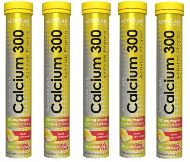 5x-Calcium-300-20-tabletek-cytryna-bez-cukru-dla-diabetykow-wapn-5-opakowan 5x Calcium 300 20 tabletek cytryna bez cukru dla diabetyków wapń 5 opakowań