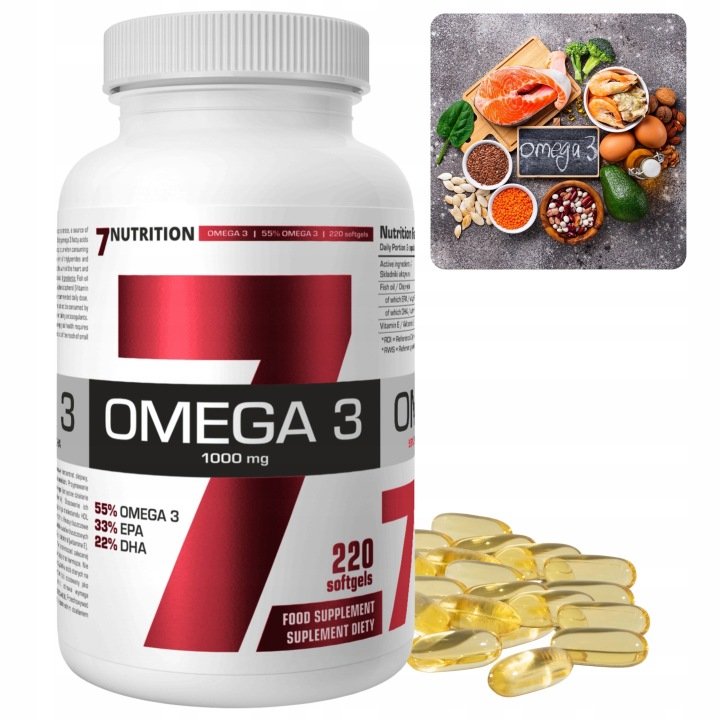 7Nutrition-Omega-3-220-Kwasy-tluszczowe-EPA-i-DHA-z-ryb-Witamina-E-kapsulki 7Nutrition Omega 3 220 Kwasy tłuszczowe EPA i DHA z ryb Witamina E kapsułki