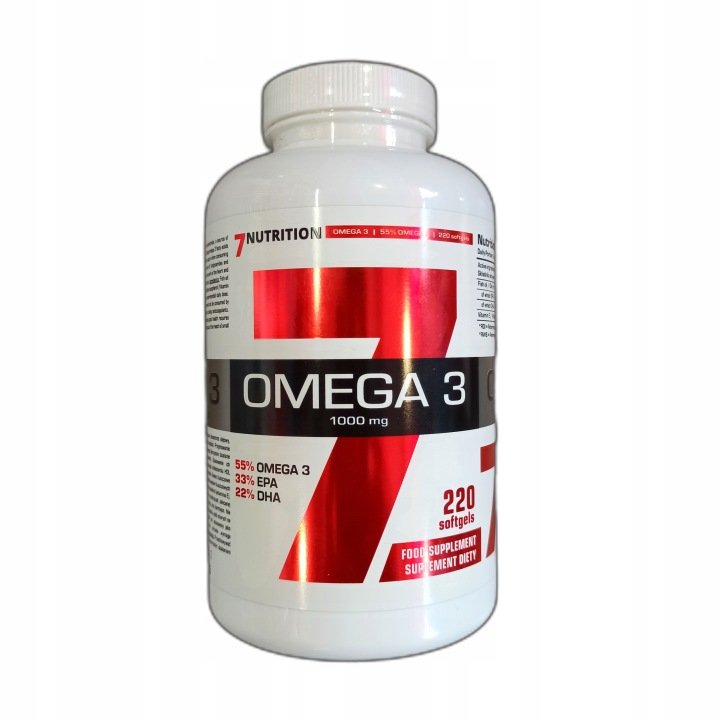 7Nutrition-Omega-3-55-1000-mg-220caps-Kwasy-Tluszczowe-Zdrowie-Odpornosc 7Nutrition Omega-3 55% 1000 mg 220caps Kwasy Tłuszczowe Zdrowie Odporność