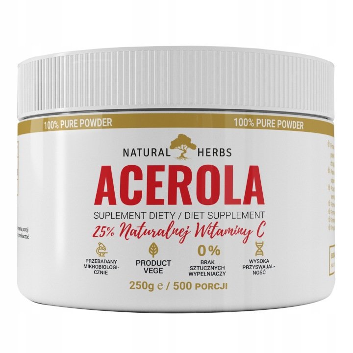 ACEROLA Naturalna Witamina C Odporność Włosy Skóra W PROSZKU WEGE 250 g