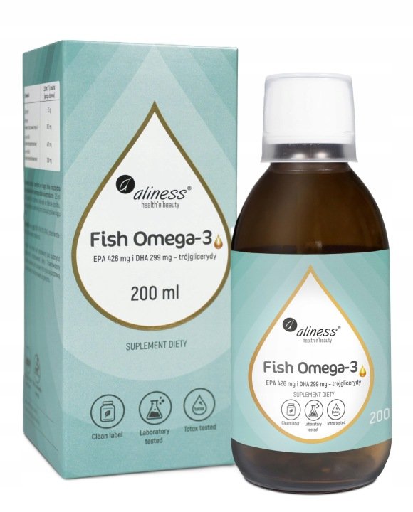 ALINESS FISH OMEGA-3 18/12 Trójglicerydy 200ml EPA DHA tokoferole