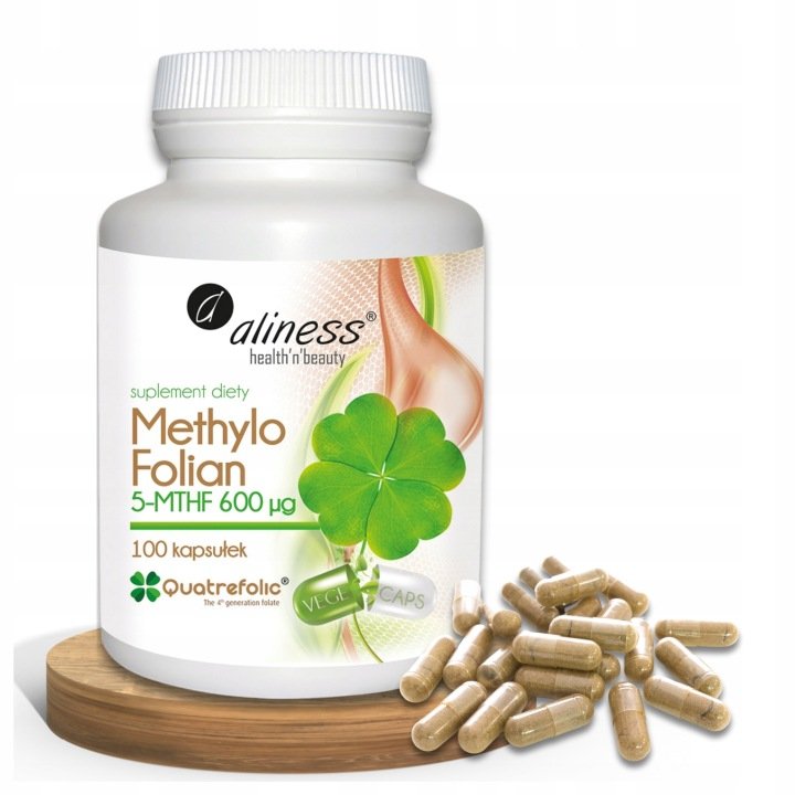 ALINESS Kwas Foliowy Methylo Folian 100 kaps. aż 600mcg CIĄŻA Homocysteina