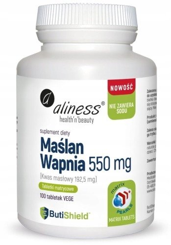 ALINESS-Maslan-wapnia-550-mg-Kwas-maslowy-192-5-mg-Bez-sodu-100-tabl-VEGE ALINESS Maślan wapnia 550 mg Kwas masłowy 192,5 mg Bez sodu 100 tabl. VEGE